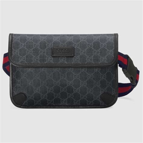 Medium GG belt bag in grey and black GG leather 